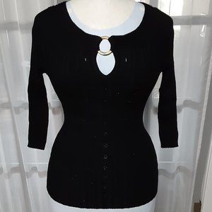 Juniors Fitted/beaded Ribbed Sweater Top Size Small NWT-$36.00.